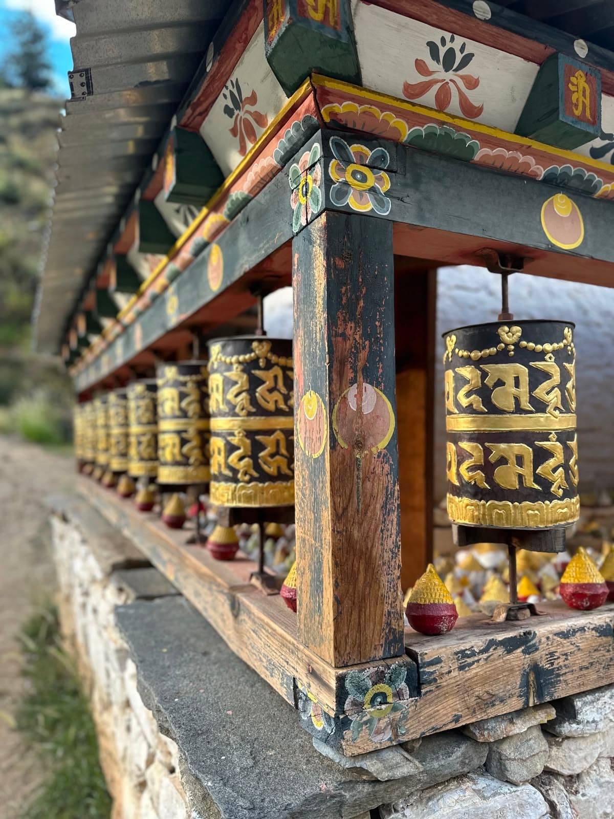 Tibetaanse gebedsmolens in Bhutan