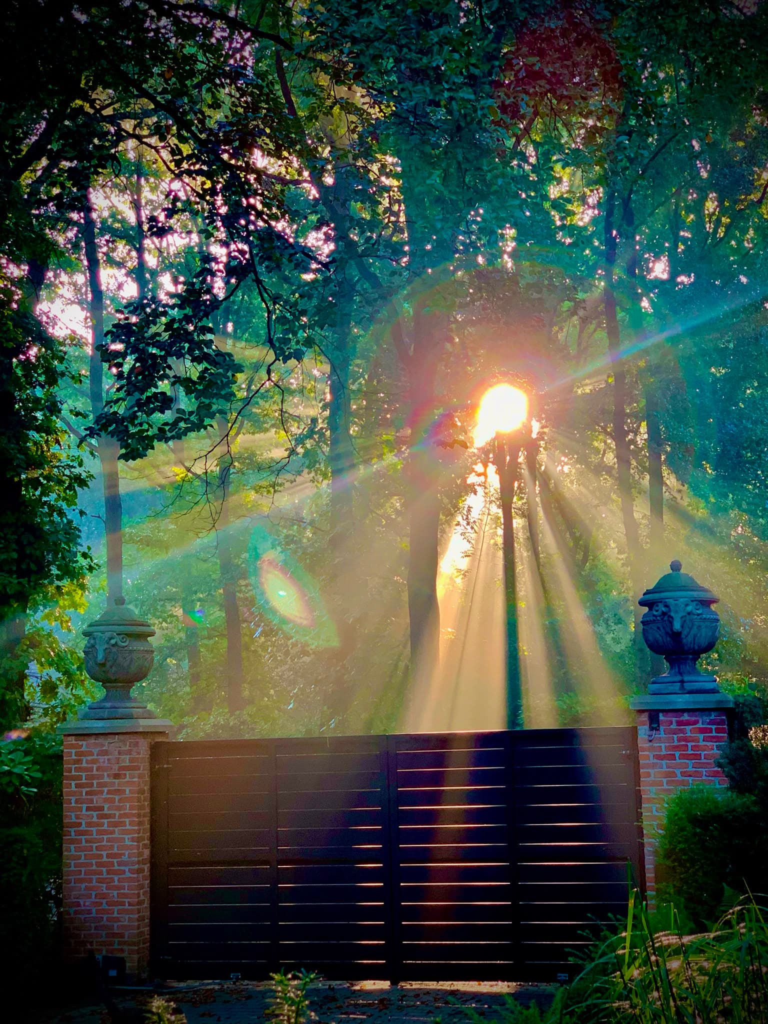 Lichtstralen door een poort